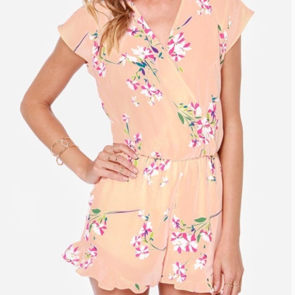 Honey Punch Floral Peach Romper